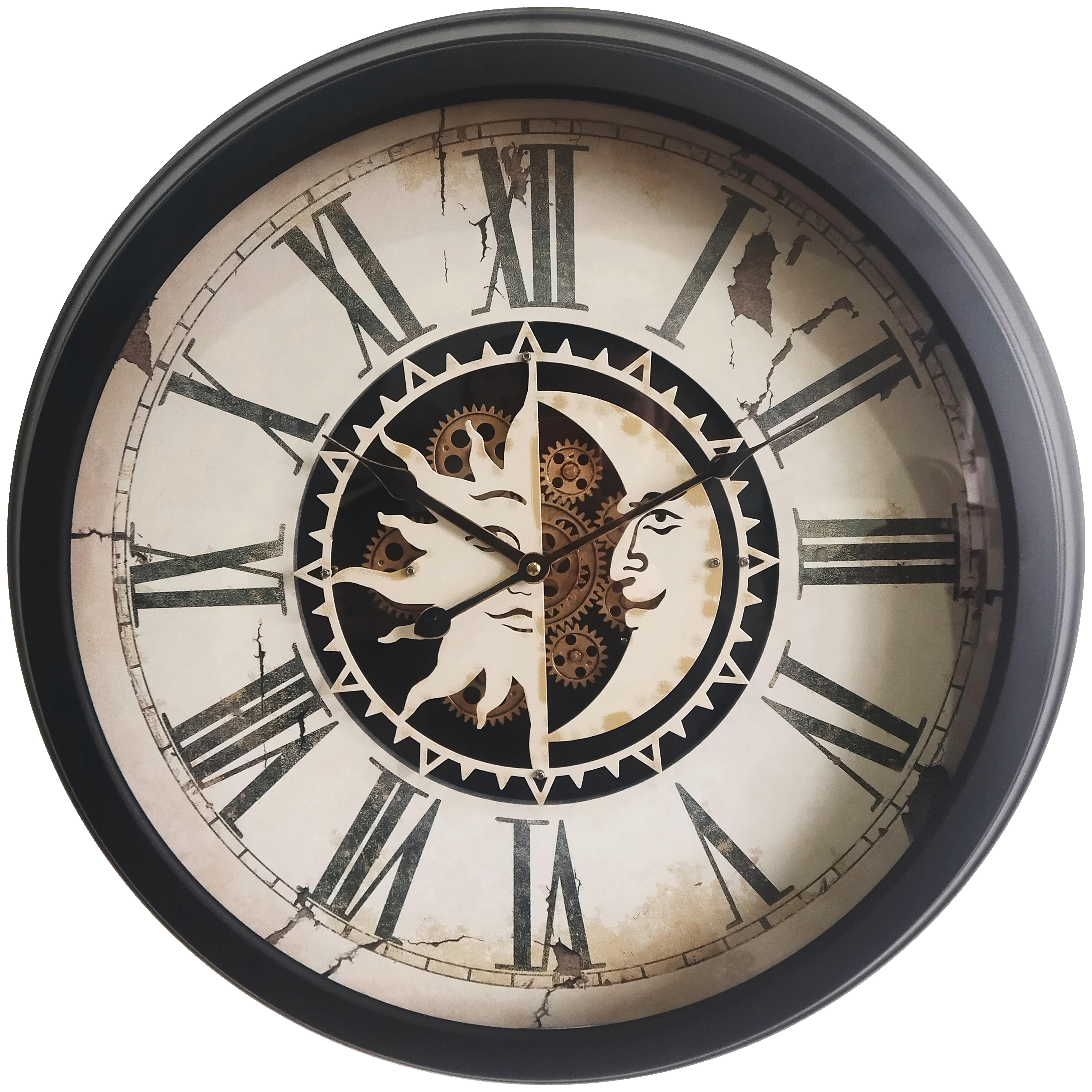 Wanduhr Sonne Mond in Schwarz/Kupferfarben - Modern, Glas/Holzwerkstoff (58/9cm) - Mömax