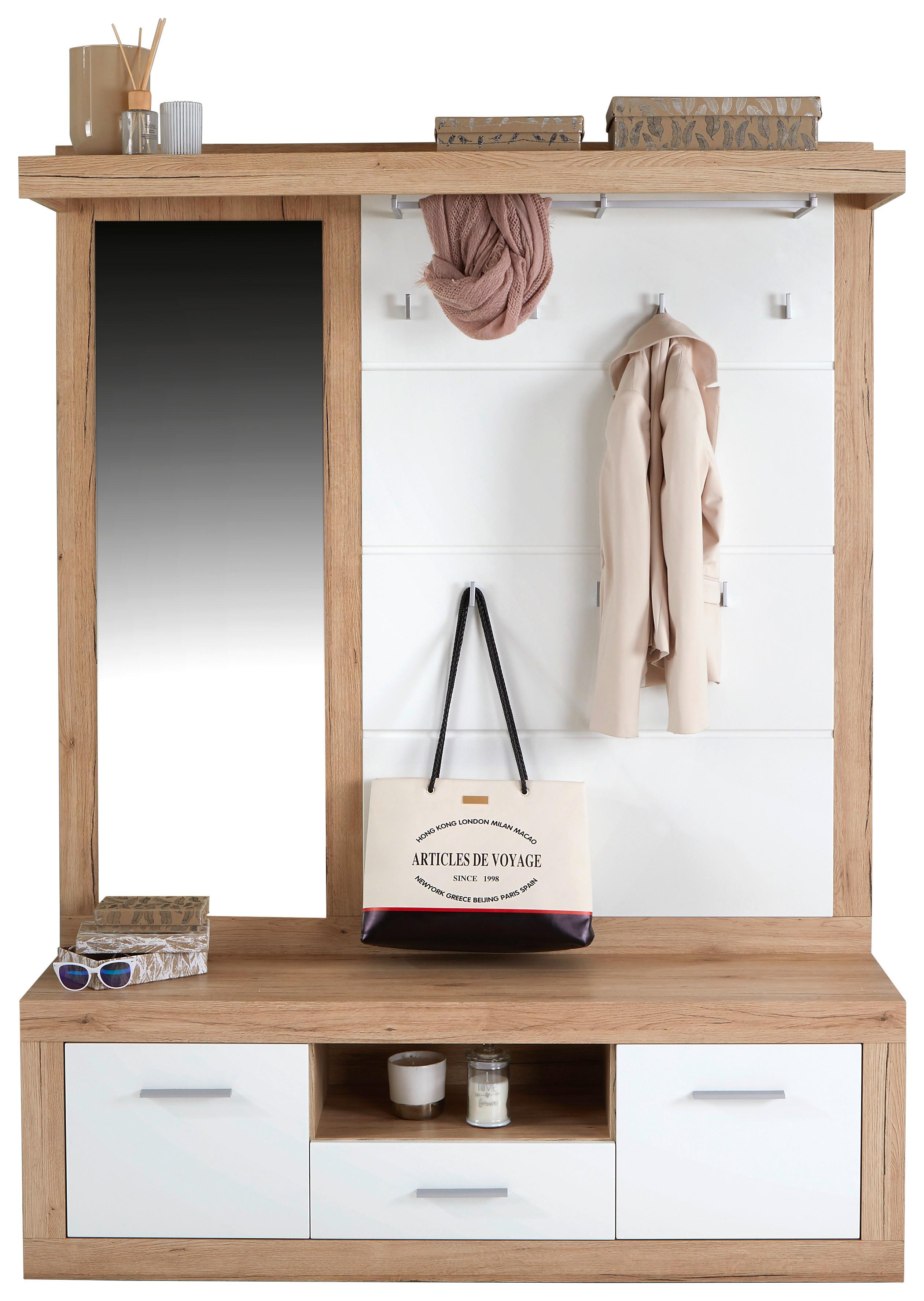 Predsoblje Malta - bijela/boje hrasta, Moderno, drvni materijal (145/197/36cm) - Modern Living