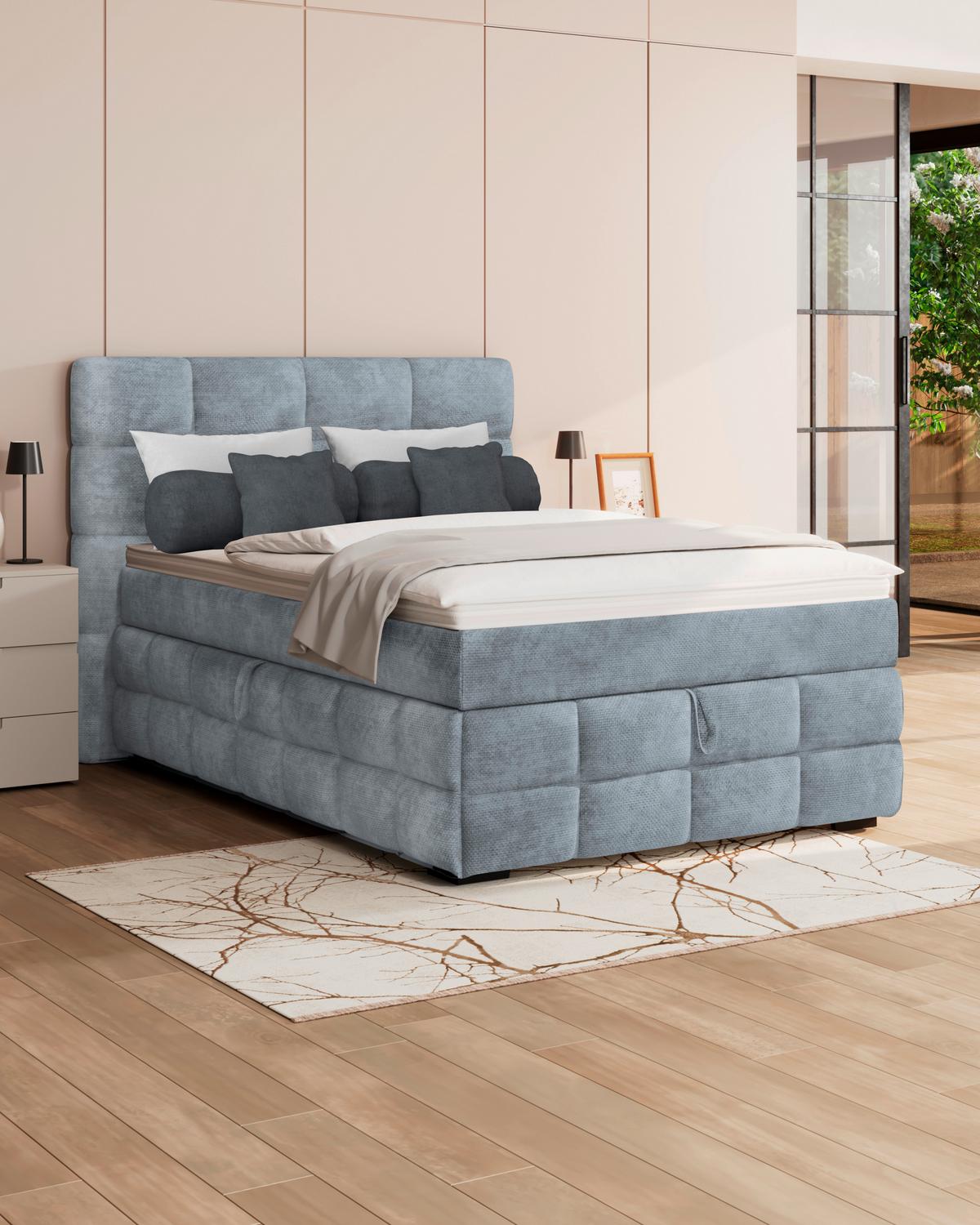 PAT BOX VEGA - albastru deschis/verde, Trend, lemn/textil (140/200cm) - Modern Living