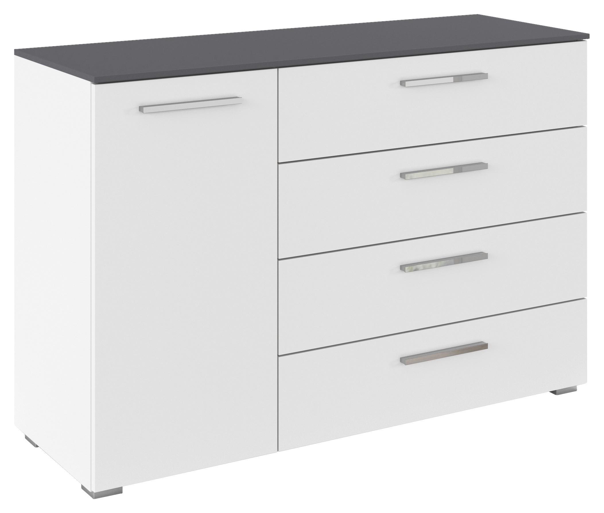 Kommode Caspio Weiß - Chromfarben/Weiß, KONVENTIONELL, Holzwerkstoff/Kunststoff (120/81/42cm) - Premium Living