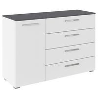 Kommode Caspio Weiß - Chromfarben/Weiß, KONVENTIONELL, Holzwerkstoff/Kunststoff (120/81/42cm) - Premium Living