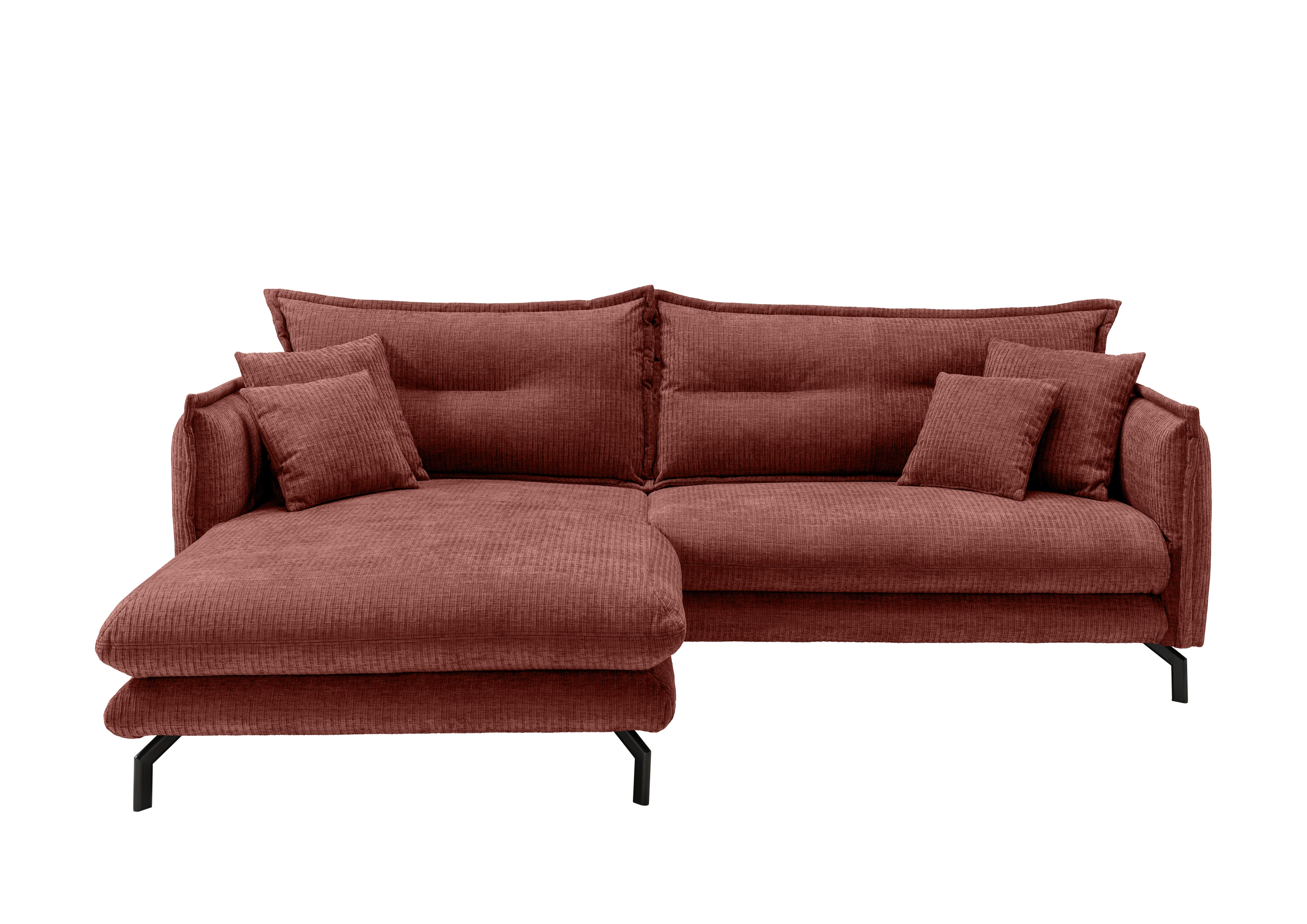 ECKSOFA LAVA - Koralle/Schwarz, Design, Textil/Metall (180/255cm) - Livetastic