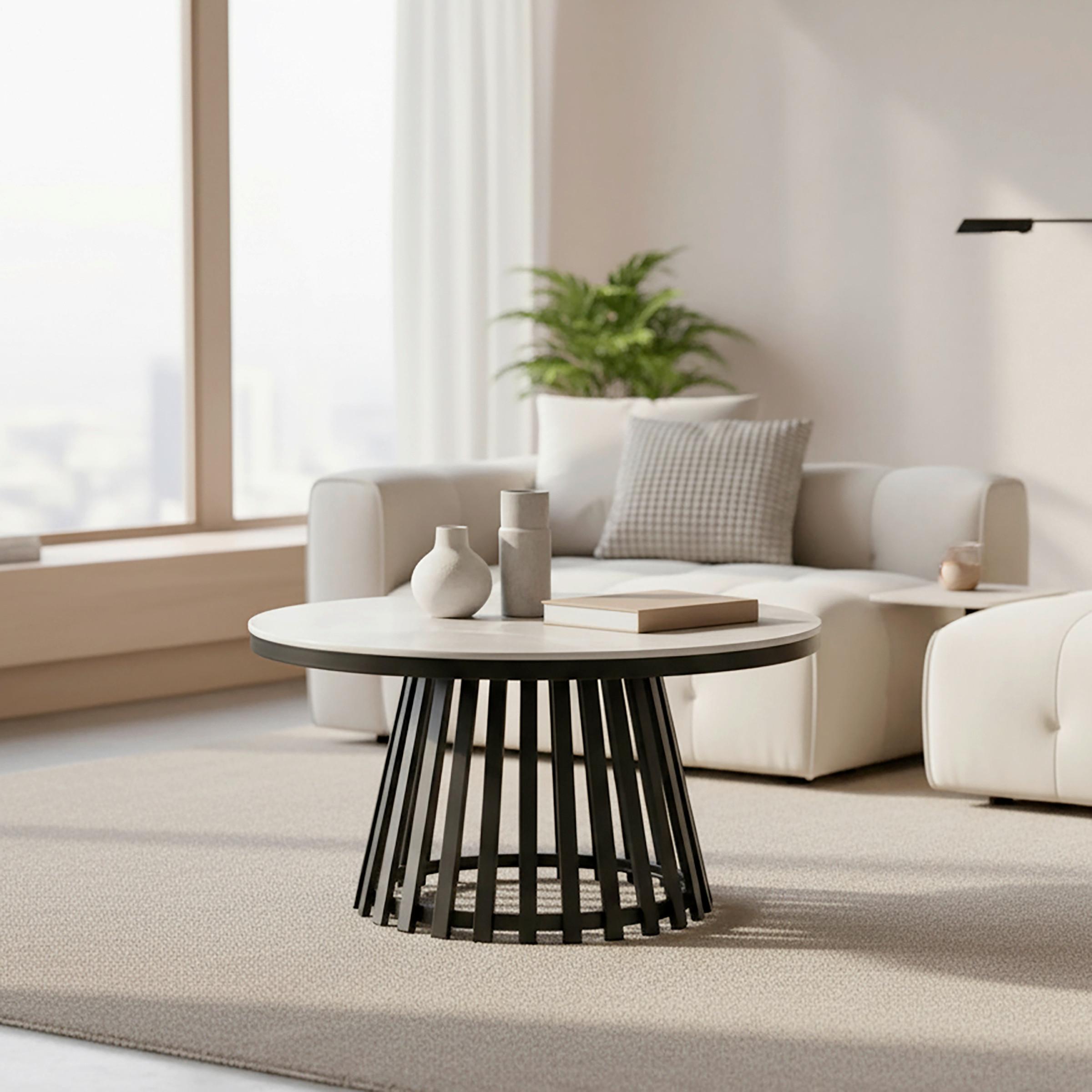 SOFFBORD PELA - grå/svart, Modern, metall/trämaterial (90/45cm) - Bessagi Home