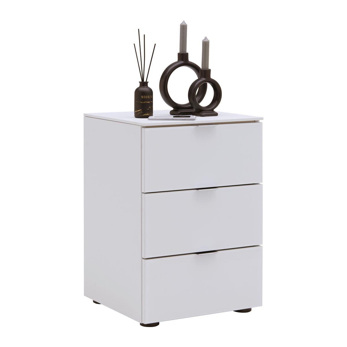 Nachtkästchen Sonate in Grau - Chromfarben/Schwarz, Glas/Holzwerkstoff (40/58/40cm) - Premium Living