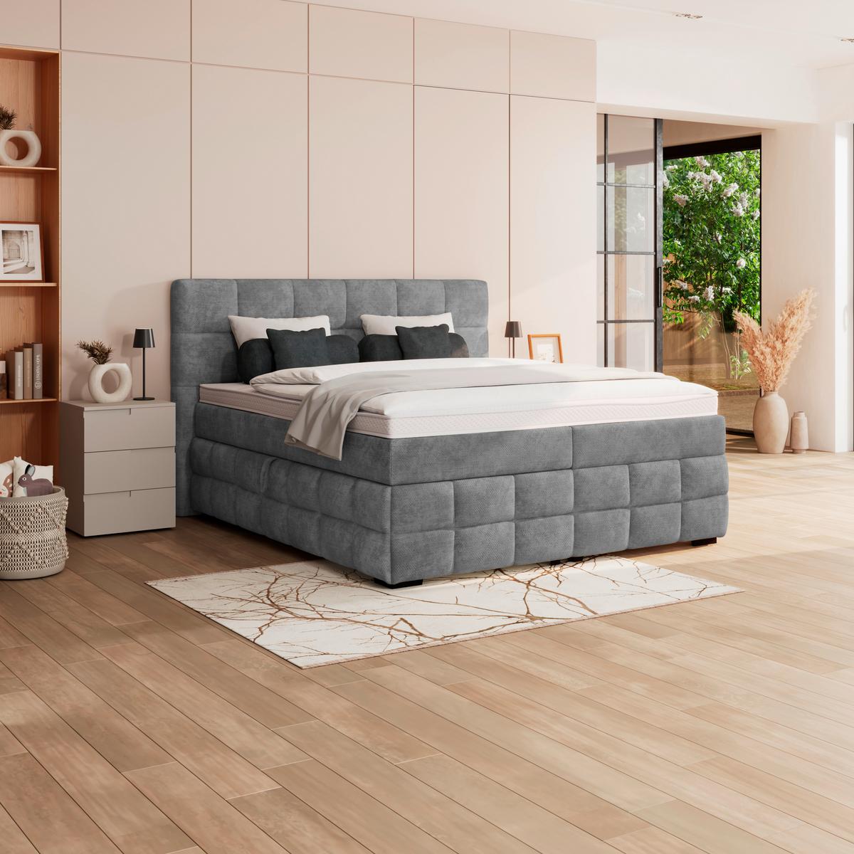 PAT BOX VEGA - verde/gri, Trend, lemn/textil (200/200cm) - Modern Living