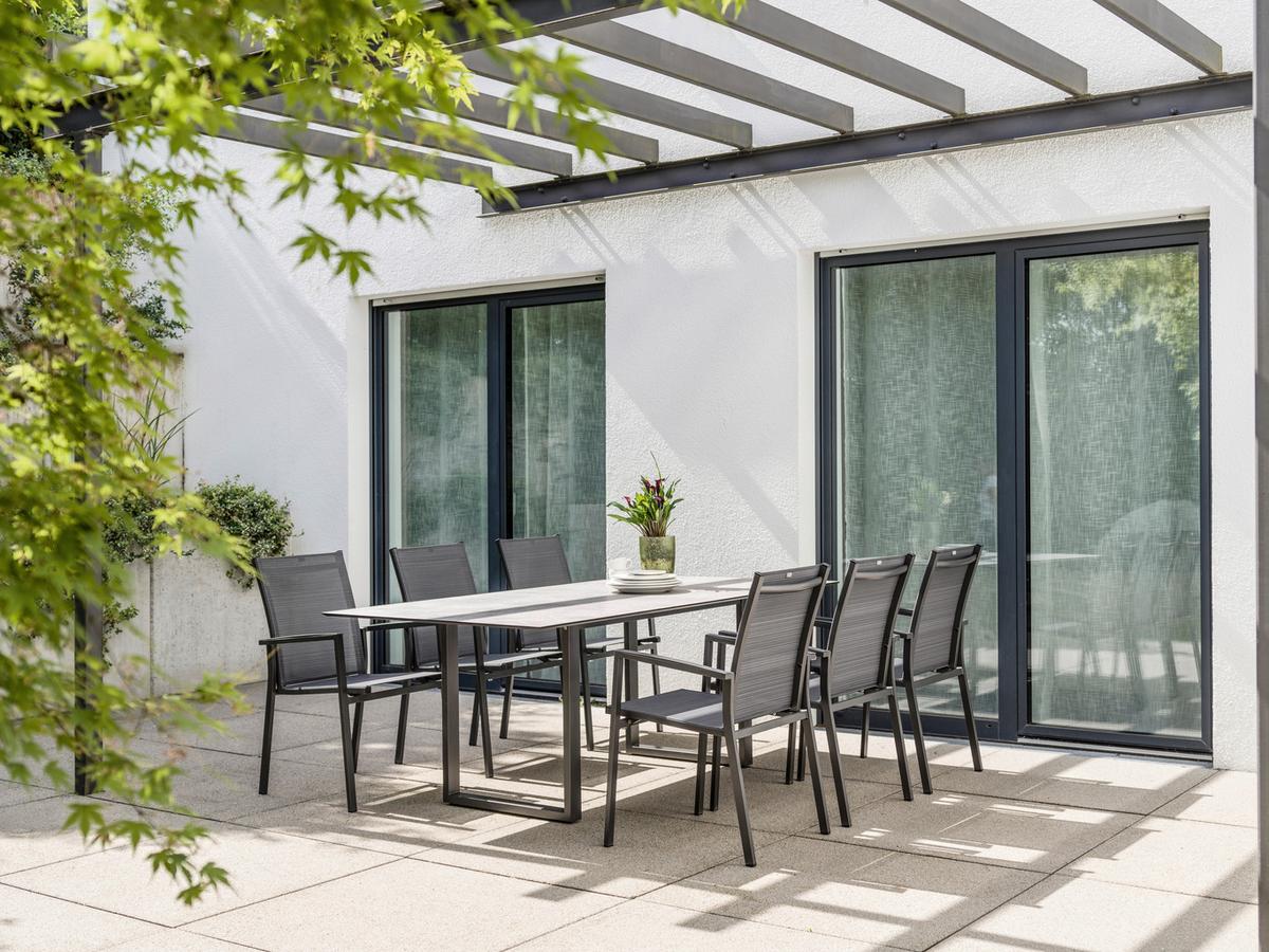 FOTEL SZTAPLOWANY NEW LEVANTO - antracytowy, Basics, metal/tkanina (57,5/92/63cm) - Stern