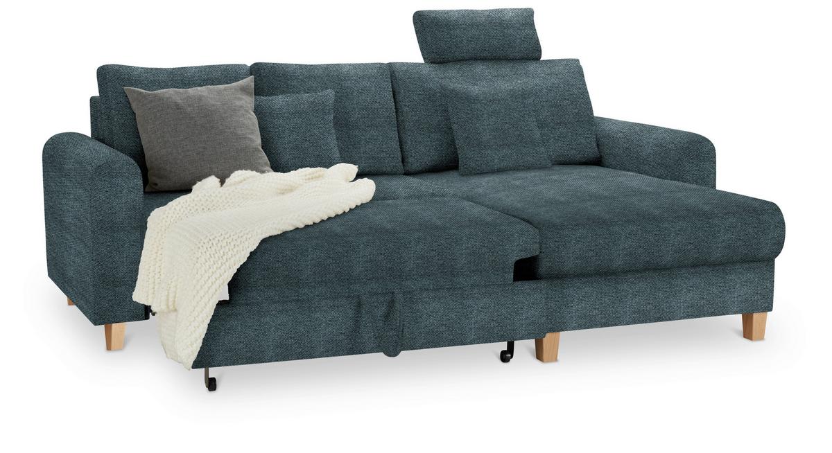Kutna Garnitura Lille - svijetlo smeđa/boje petroleja, Moderno, tekstil/drvo (232/110/156cm) - Best Price