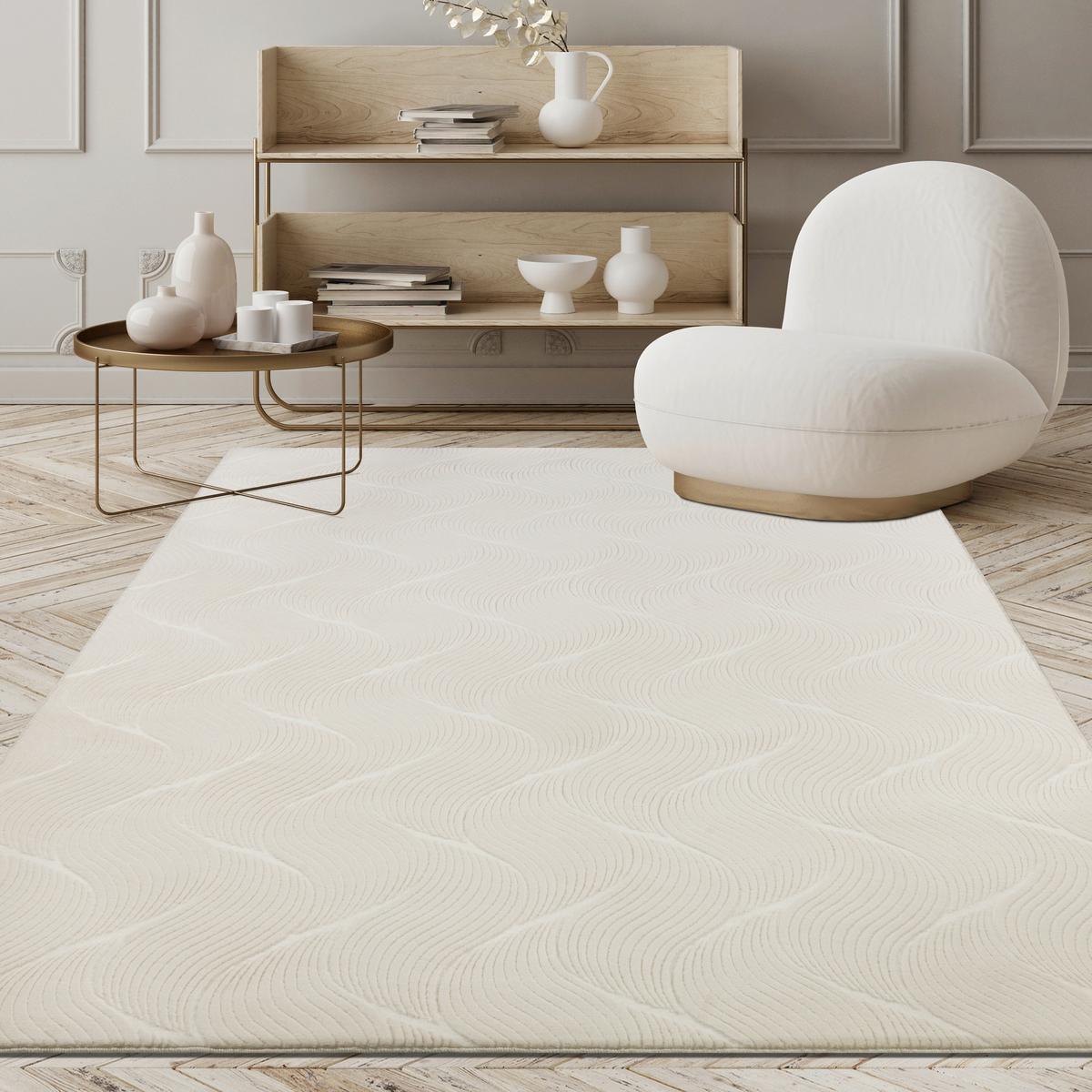 Webteppich Stilo Creme ca. 120x160cm - Creme, KONVENTIONELL, Textil (120/160cm)