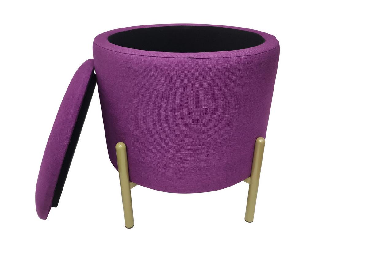 Hocker Logan Beere Samt mit Stauraum - Beere/Goldfarben, Design, Textil/Metall (36/40/36cm) - Echtwerk