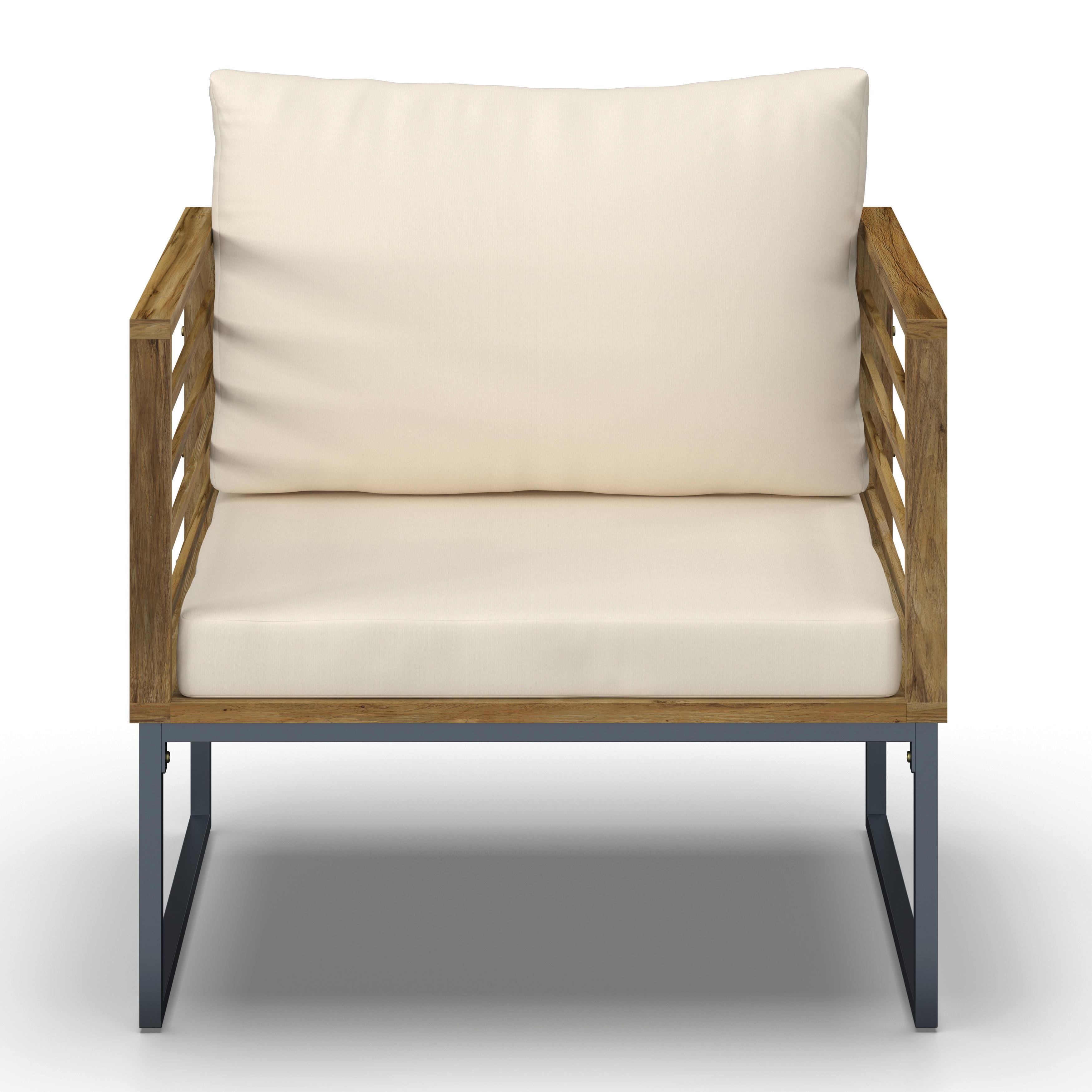LOUNGEGRUPP SILAS - akaciefärgad/cremefärgad, Modern, metall/trä (130/85/80cm) - Bessagi Garden