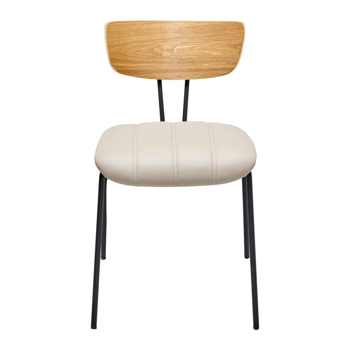 Stuhl Cera Taupe Lederlook Gepolstert - Taupe/Hellbraun, MODERN, Holz/Textil (42/78/54cm) - Bessagi Home