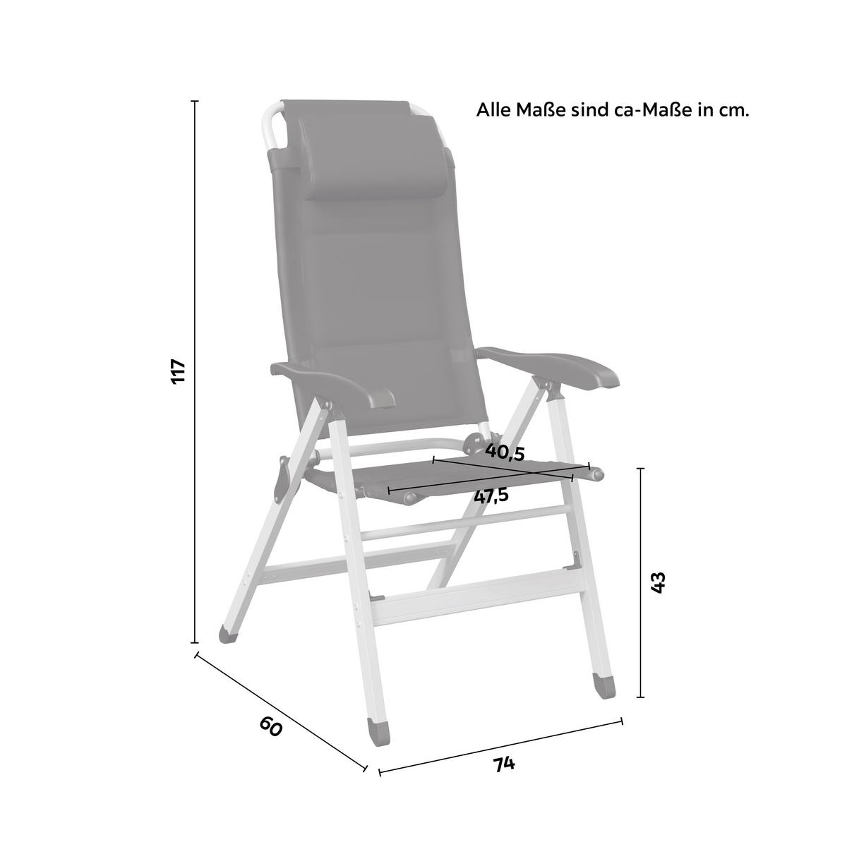 Gartenstuhl Geri Schwarz/Silberfarben - Silberfarben/Schwarz, Basics, Textil/Metall (74/117/60cm)