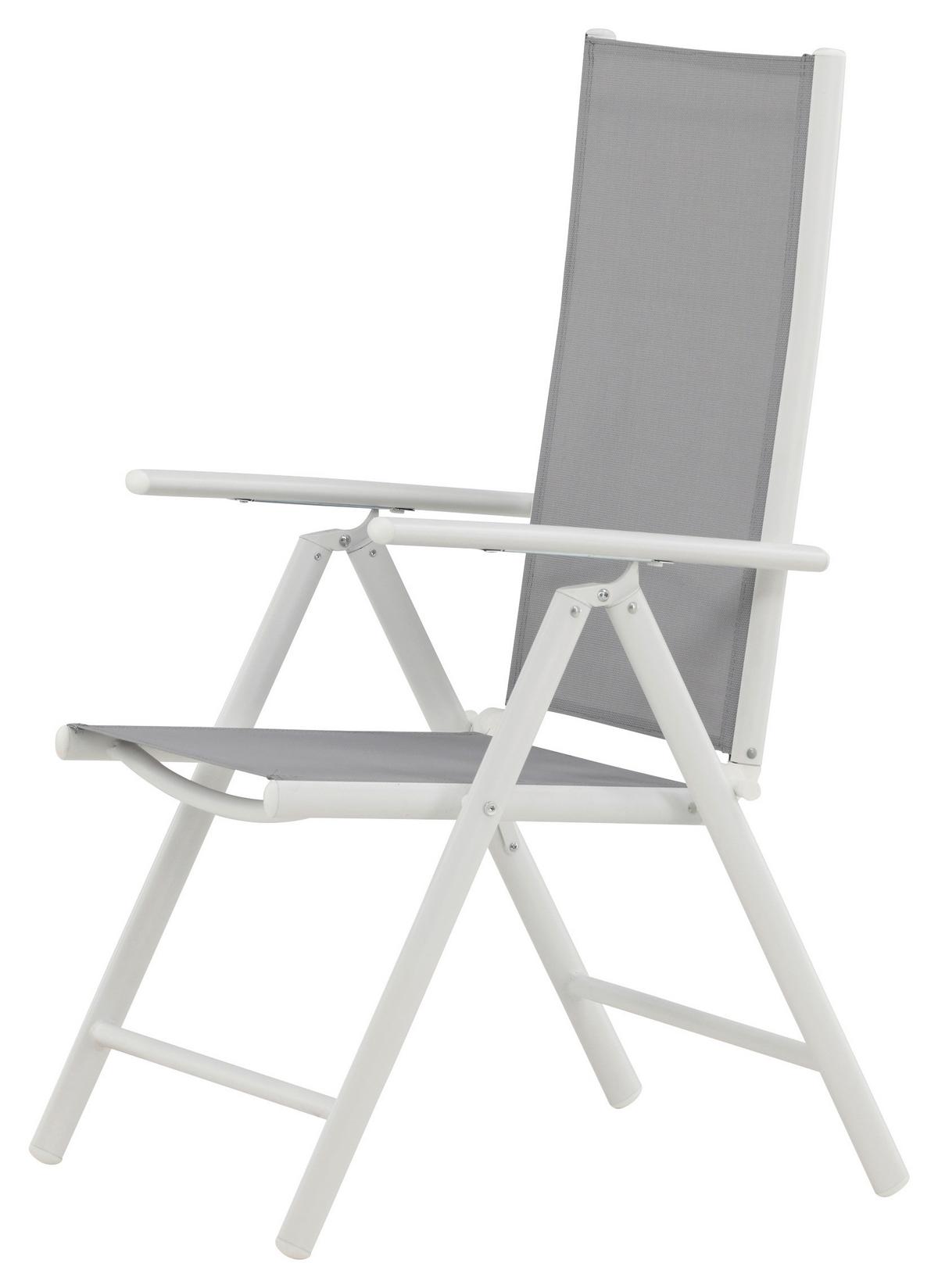 Gartenstuhl 2er-Set Break ca. 55x108 cm Grau/Weiß - Weiß/Grau, KONVENTIONELL, Textil/Metall (55/108/62cm) - Gardenson