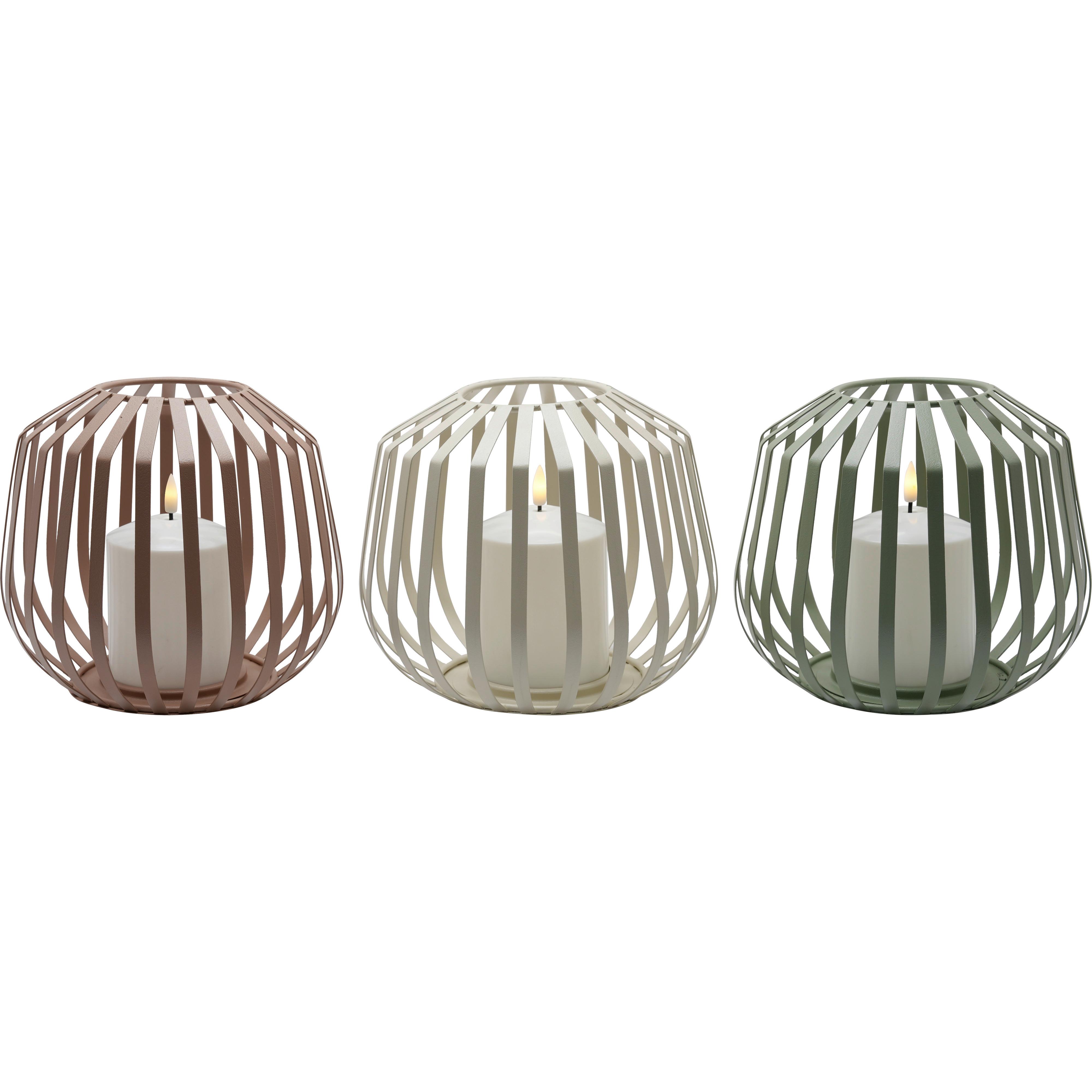 LED-Windlicht Silvie diverse Farben - Salbeigrün/Beige, MODERN, Kunststoff/Metall (20/17cm) - Mömax