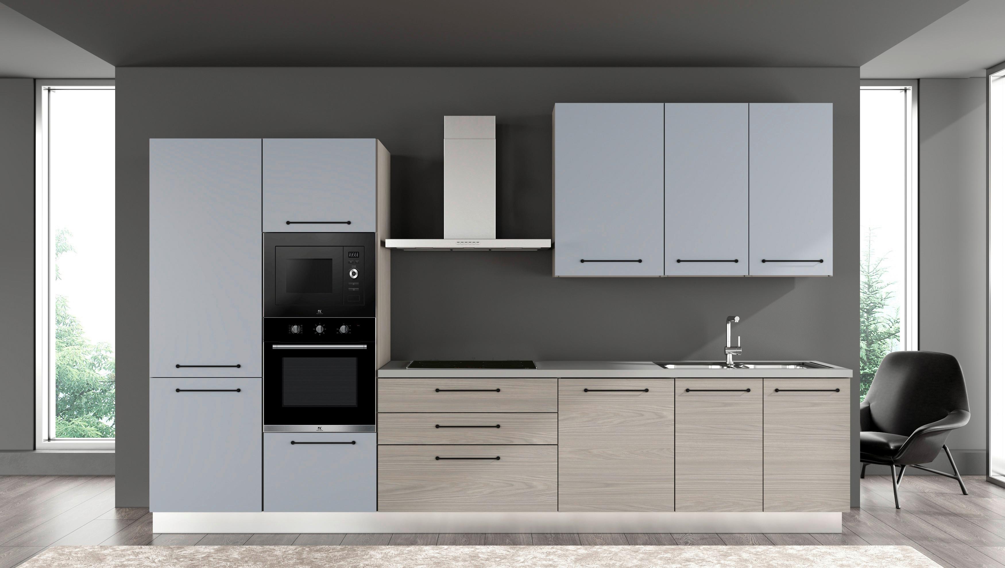 Kuhinjski Blok Line, Z Aparati, 360 Cm - siva/črna, Moderno, kovina/leseni material (360/60/216/240cm) - Mömax