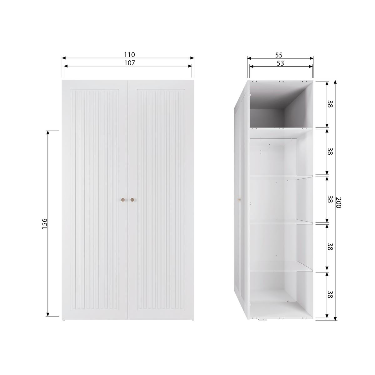 Drehtürenschrank Sipke Weiß - Weiß, Basics, Holz (110/210/55cm) - MID.YOU