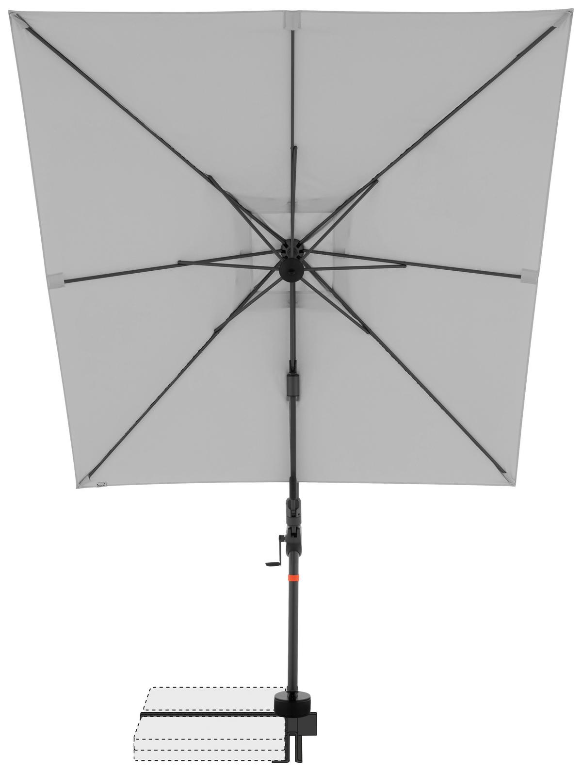 Ampelschirm Myzone Hellgrau ca. 210x210cm - Anthrazit/Hellgrau, Basics, Textil/Metall (210/210cm) - Doppler
