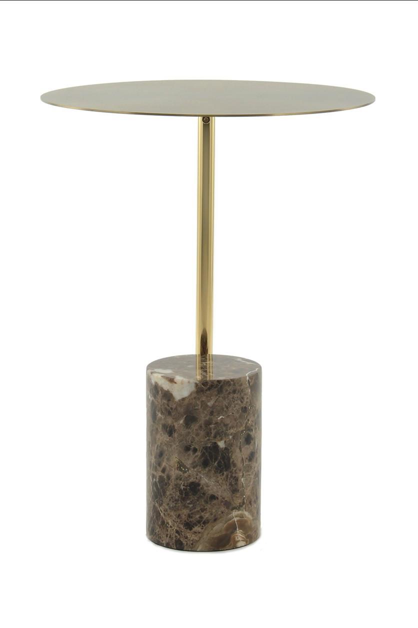 Beistelltisch Beistelltisch Oscar 400 Braun - Goldfarben/Multicolor, Design, Glas/Stein (40/54/40cm) - Kayoom