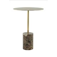 Beistelltisch Beistelltisch Oscar 400 Braun - Goldfarben/Multicolor, Design, Glas/Stein (40/54/40cm) - Kayoom