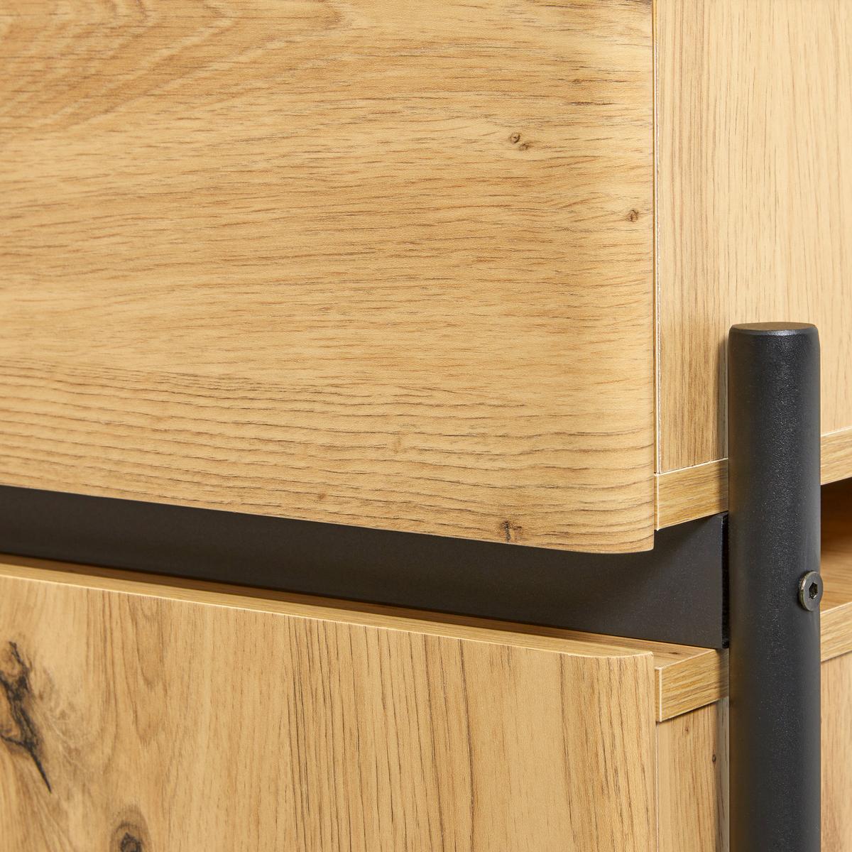 Nachttisch Jasmina Schwarz/Eichefarben MDF - Eichefarben/Schwarz, MODERN, Holz/Metall (53/50/41,5cm) - Bessagi Home