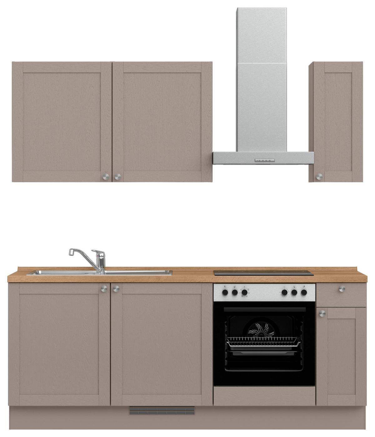 Küchenleerblock Frame Low o. Geräte Beigebraun - Edelstahlfarben/Eichefarben, MODERN, Holzwerkstoff/Metall (210cm) - Nobilia