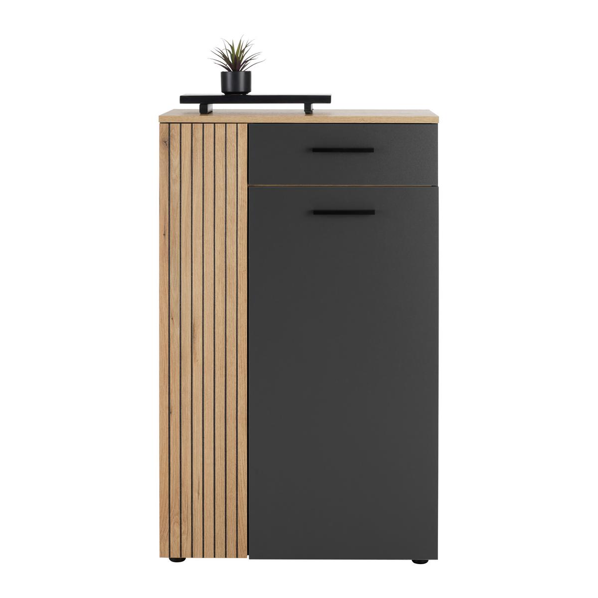 Omara Za Čevlje Cadix - črna/barve hrasta, Moderno, umetna masa/leseni material (69/110/36cm) - Mömax