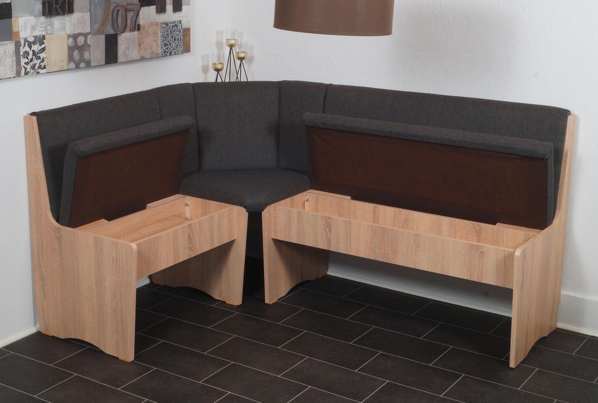 Eckbank Duisburg Anthrazit/Sonoma Eiche - Anthrazit/Sonoma Eiche, KONVENTIONELL, Holzwerkstoff/Textil (125/89/165cm) - MID.YOU