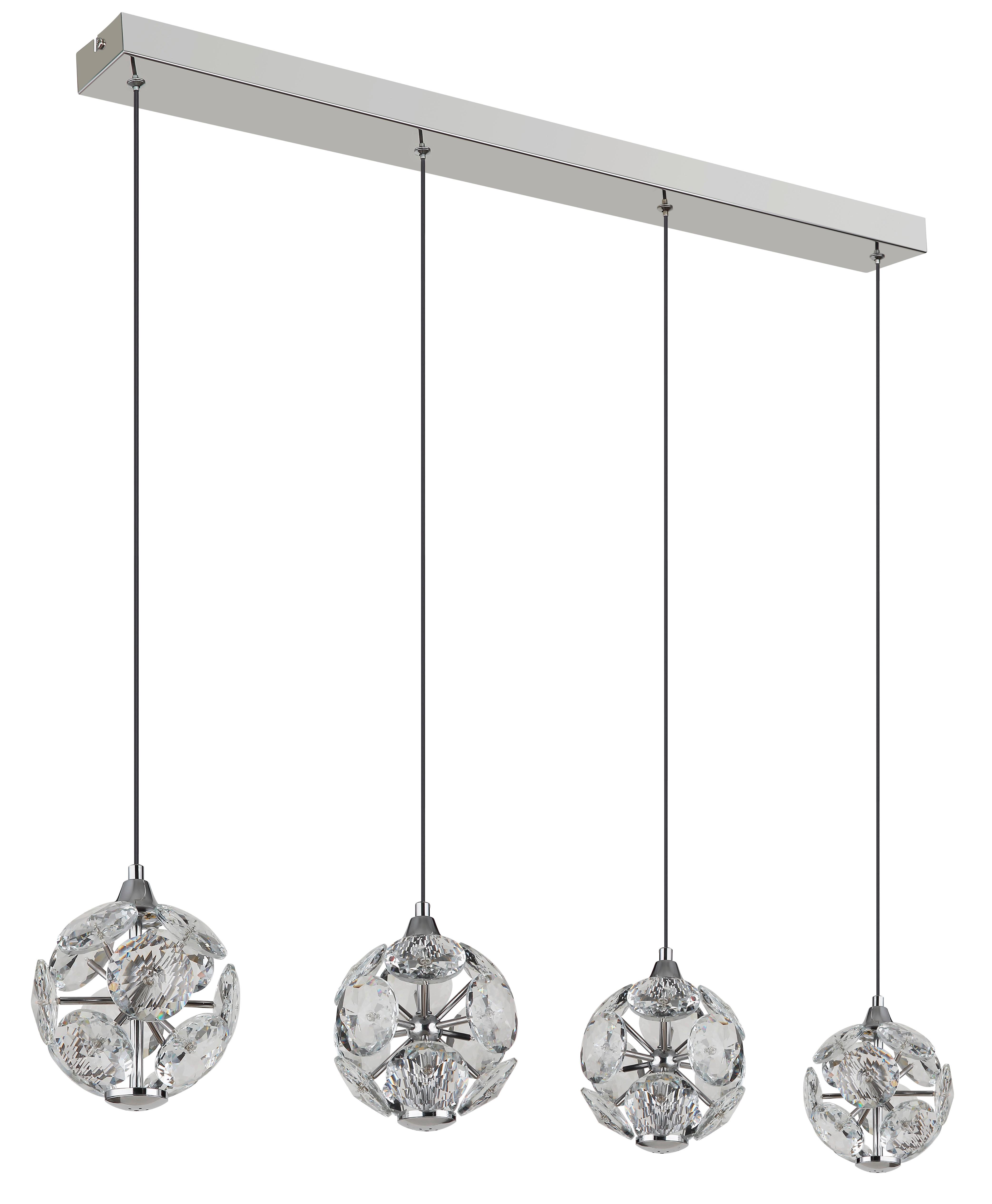LED-HÄNGELEUCHTE 16047-4HC VIRINA - Klar/Chromfarben, Konventionell, Glas/Kunststoff (93/15/150cm) - Globo