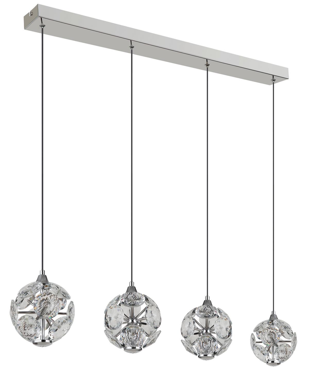 LED-HÄNGELEUCHTE 16047-4HC VIRINA - Klar/Chromfarben, Konventionell, Glas/Kunststoff (93/15/150cm) - Globo
