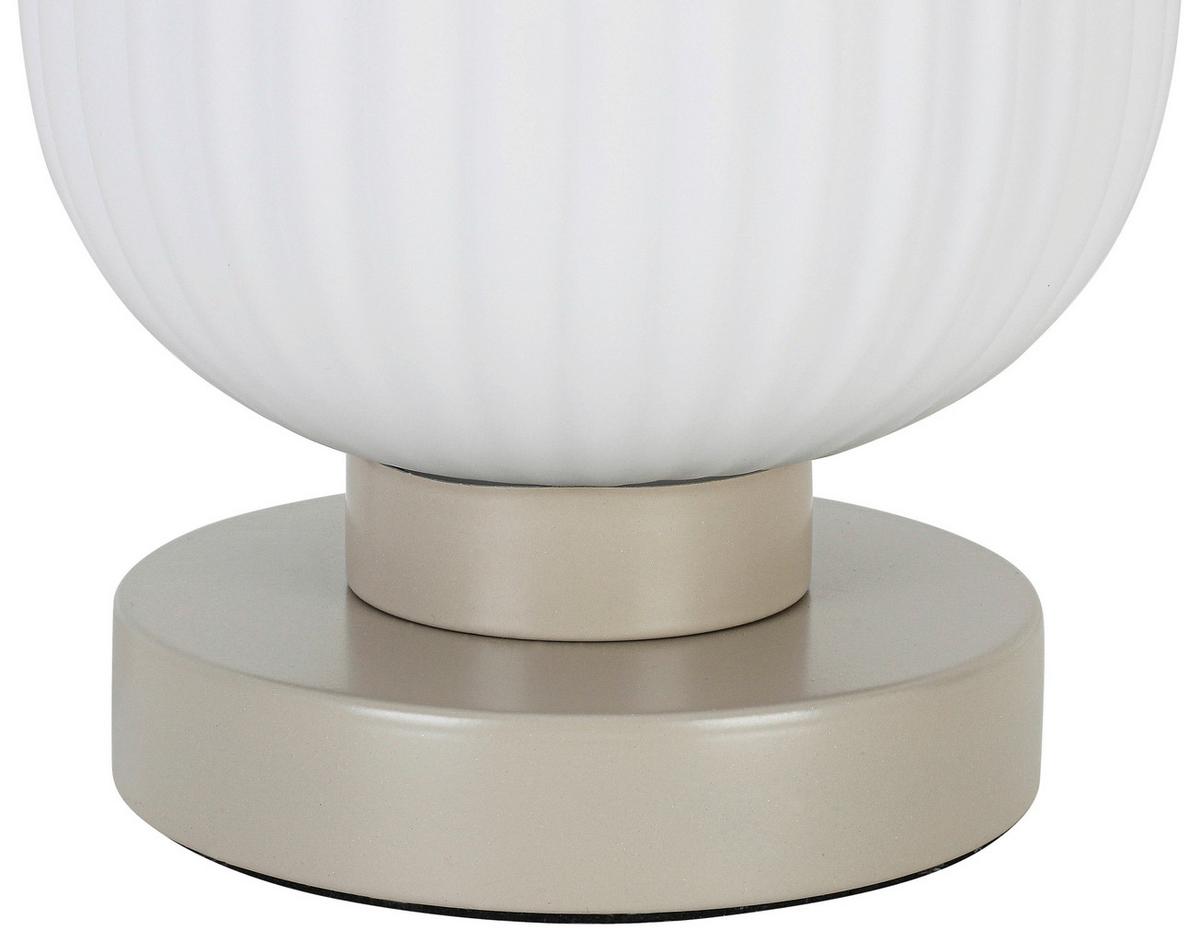 Tischleuchte Exi Weiß max. 25 Watt - Sandfarben/Weiss, Modern, Glas/Kunststoff (14/24cm) - Mömax