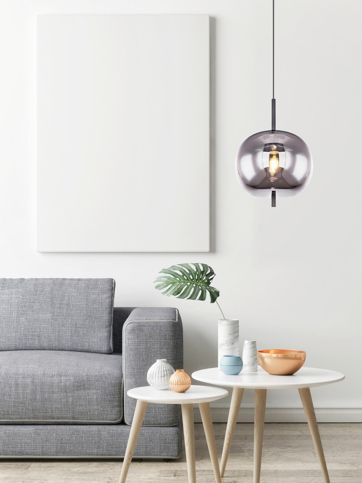 Lampă suspendată Jeanette - negru, Modern, sticlă/metal (30/120cm) - Premium Living