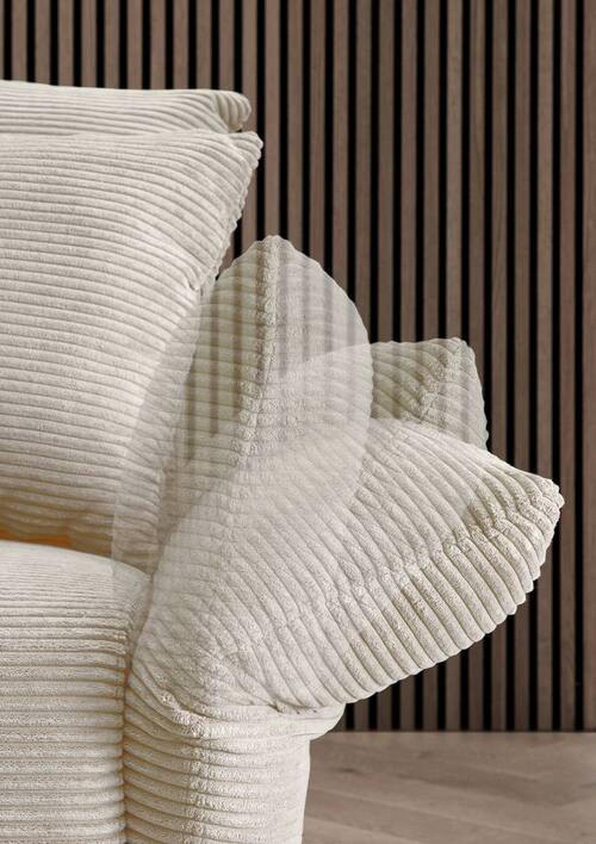 Wohnlandschaft Vanilla Beige Cord - Beige/Schwarz, Design, Textil/Metall (178/264-302cm) - Livetastic