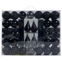 Christbaumkugel-Set Joy Schwarz 90-teilig - Schwarz/Weiß, Kunststoff - Mömax