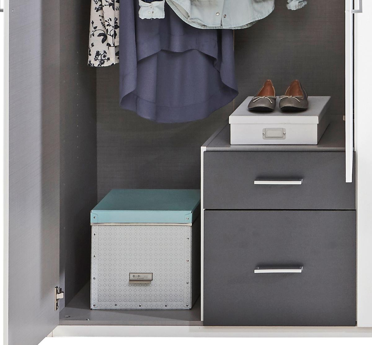 Ormar S Klasičnm Vratima Freiburg - bijela/srebrne boje, Design, staklo/drvni materijal (225/210/58cm) - Modern Living