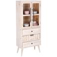 Vitrine Weiß Tannenholz - Klar/Schwarz, LIFESTYLE, Glas/Holz (59,7/143,5/30,5cm) - MÖMAX modern living