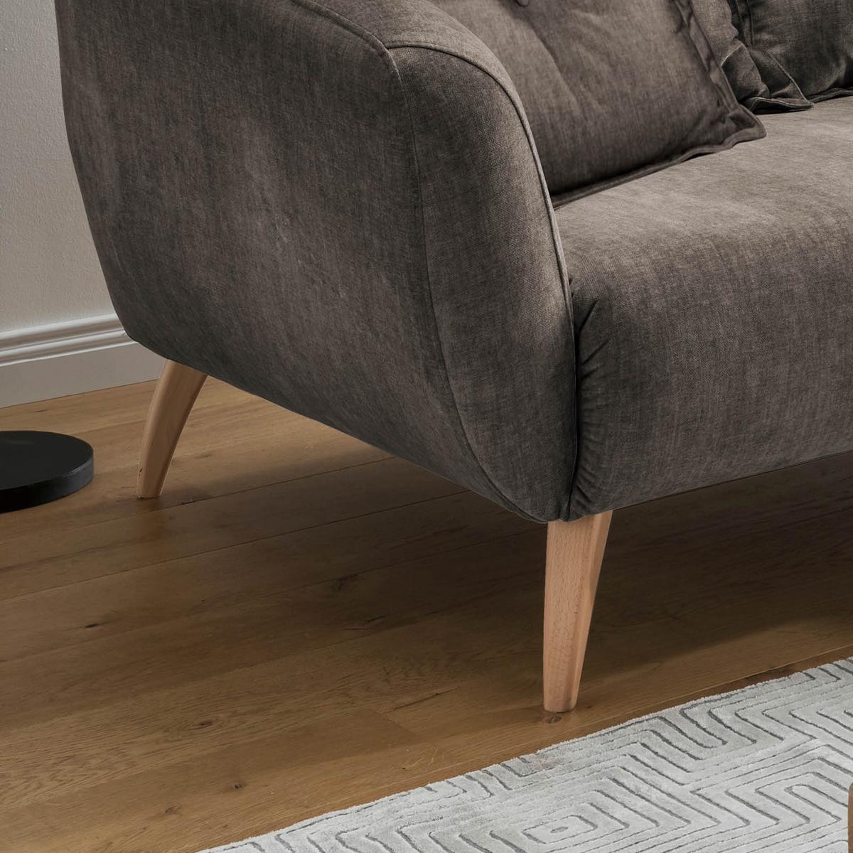 Wohnlandschaft Baggio Braun Velours - Buchefarben/Braun, MODERN, Holz/Textil (277/94/162cm) - Livetastic