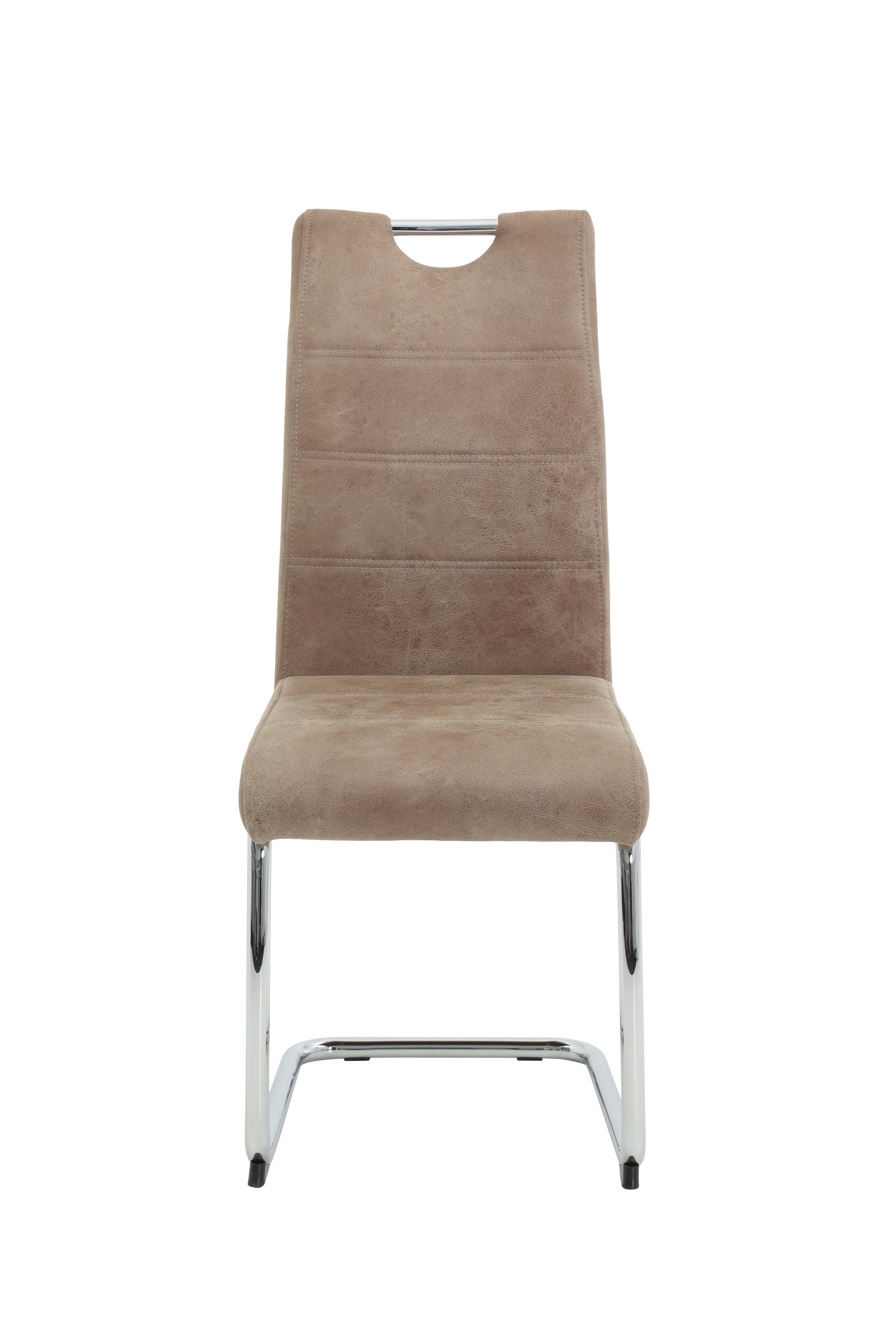 Schwingstuhl-Set Flora II S 2er-Set ca. 43x98 cm Beige - Chromfarben/Beige, MODERN, Textil/Metall (43/98/59cm) - MID.YOU