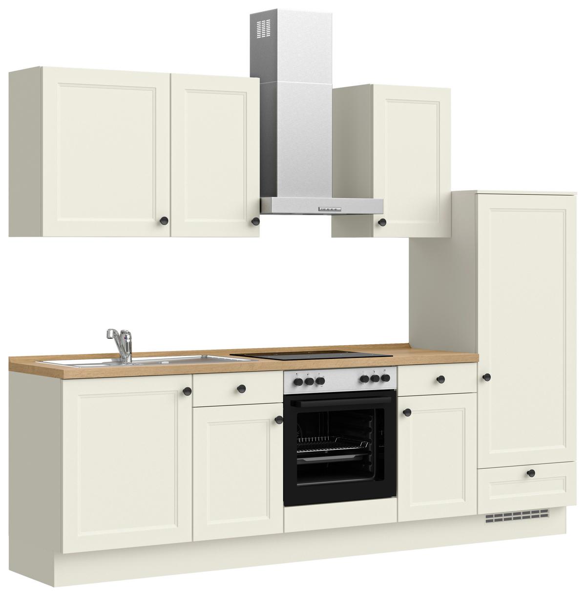 Küchenblock Cascada Low m. Geräten Weiß - Eichefarben/Schwarz, MODERN, Holzwerkstoff/Metall (270cm) - Nobilia