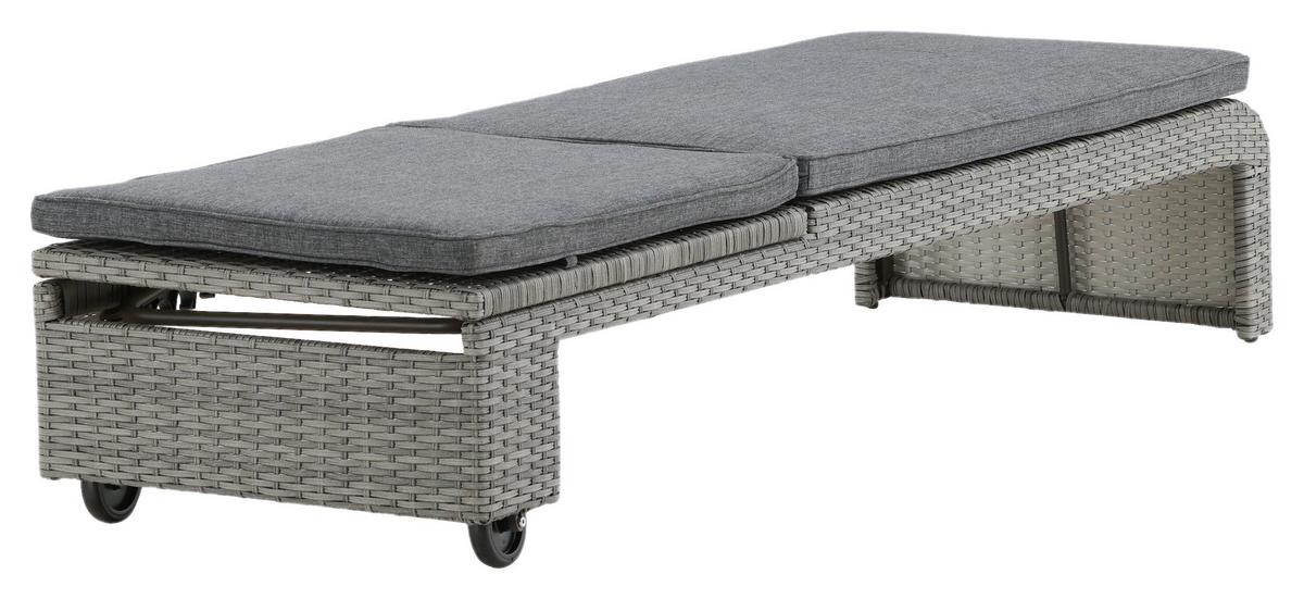 Sonnenliege London ca. 60x32x196 cm Grau - Grau, KONVENTIONELL, Kunststoff/Textil (60/32/196cm) - Gardenson