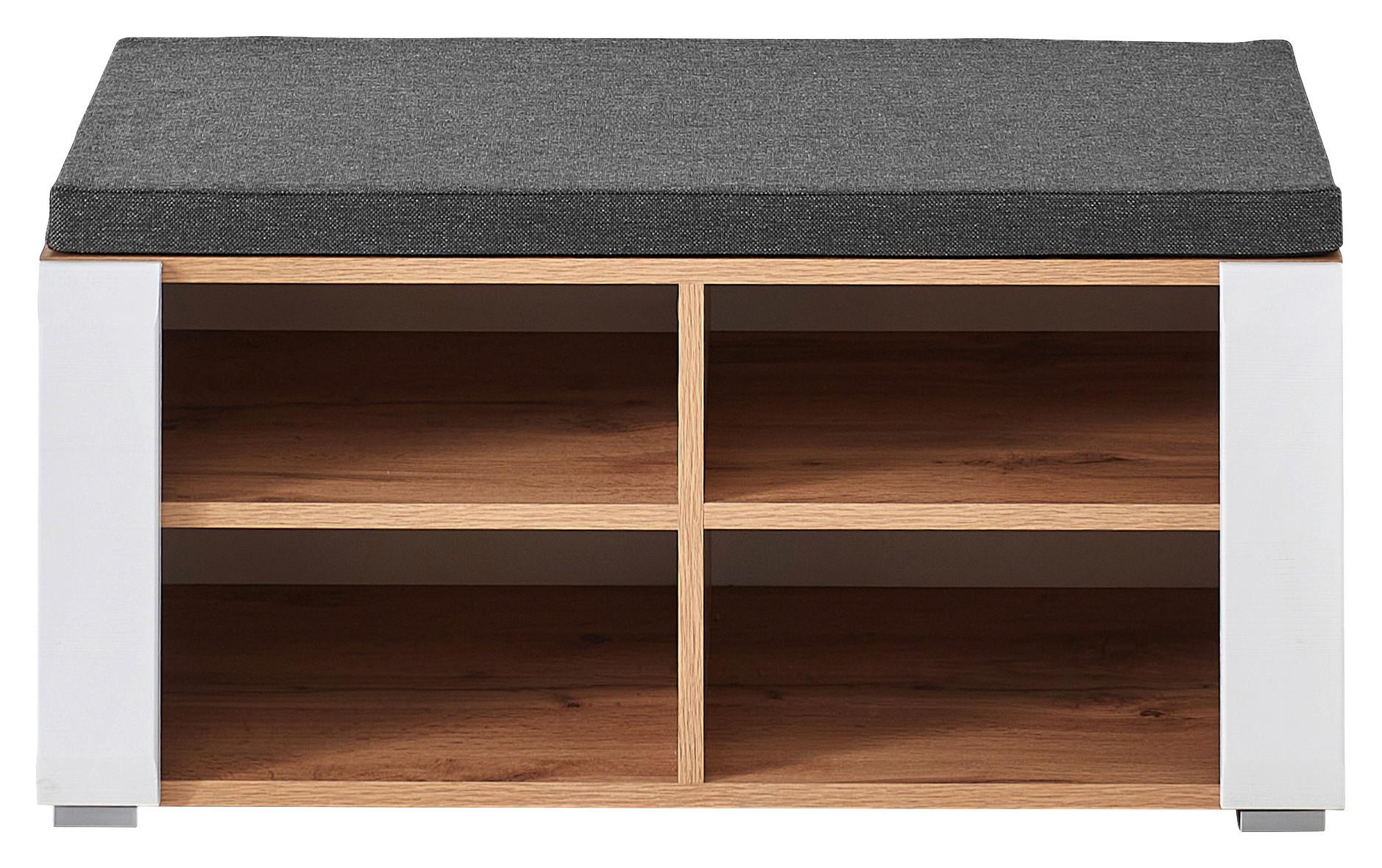 Garderobna Klop Funny M, Hrast, Bela, Siva - Konvencionalno, leseni material (84/42/40cm) - Mömax