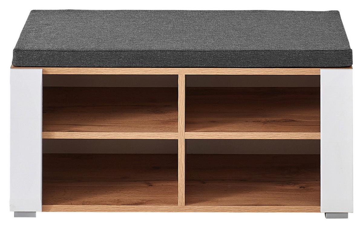 Garderobenbank in Grau/Weiß/Eichefarben - KONVENTIONELL, Holzwerkstoff (84/42/40cm) - Mömax