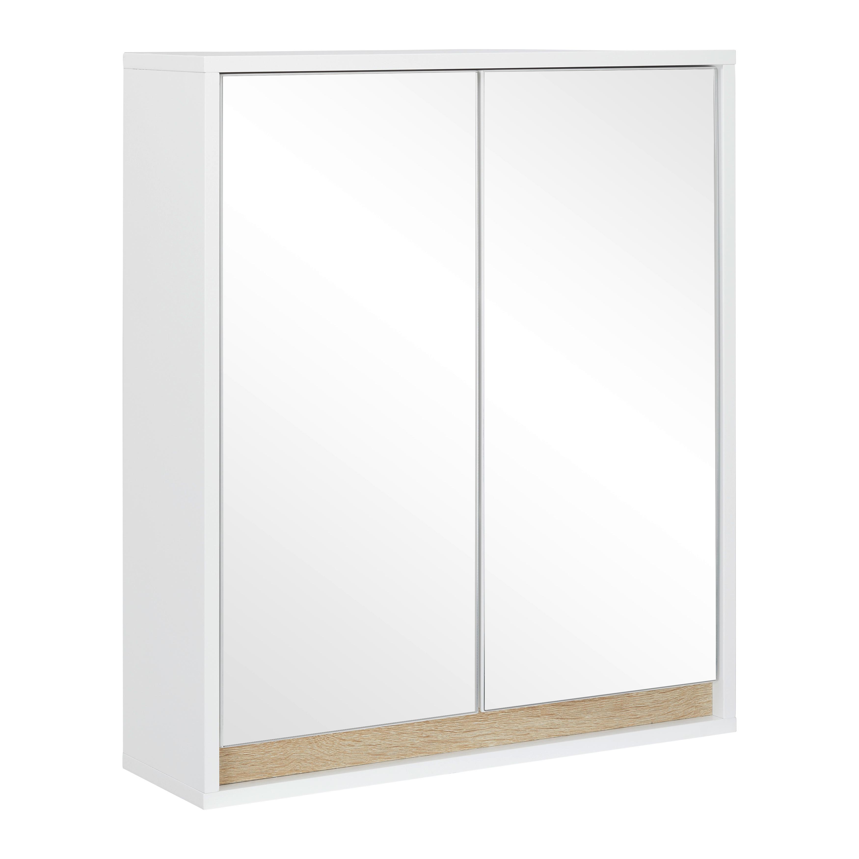 Spiegelschrank Massimo Weiß ca. 60x70x18 cm - Silberfarben/Weiß, MODERN, Glas (60/70/18cm) - Bessagi Home