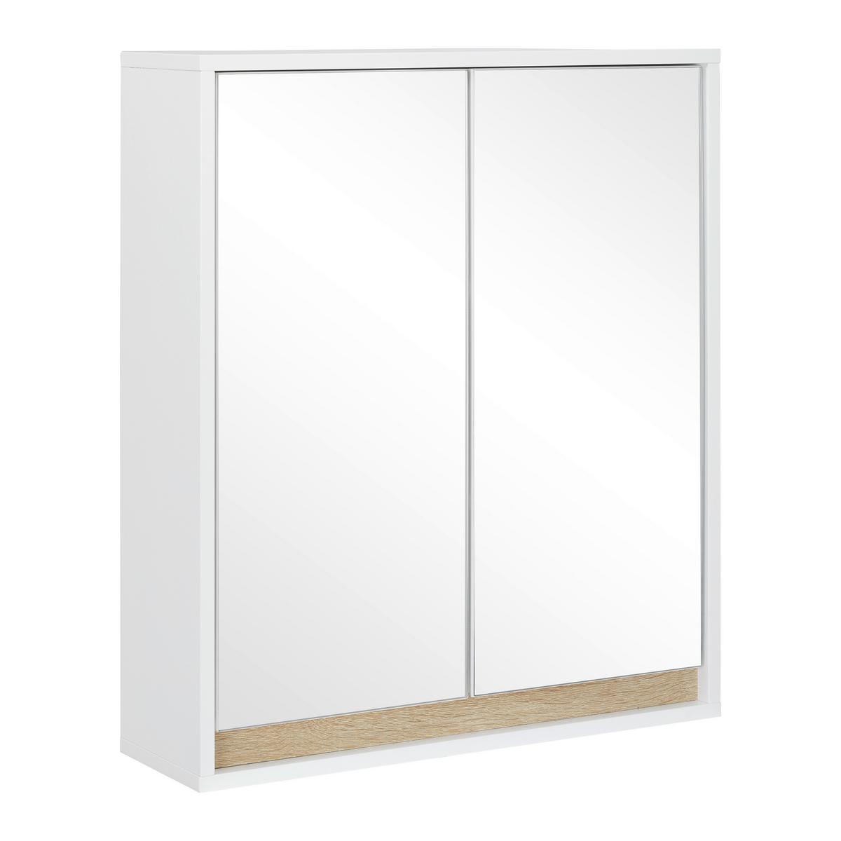 Spiegelschrank Massimo Weiß ca. 60x70x18 cm - Silberfarben/Weiß, MODERN, Glas (60/70/18cm) - Bessagi Home