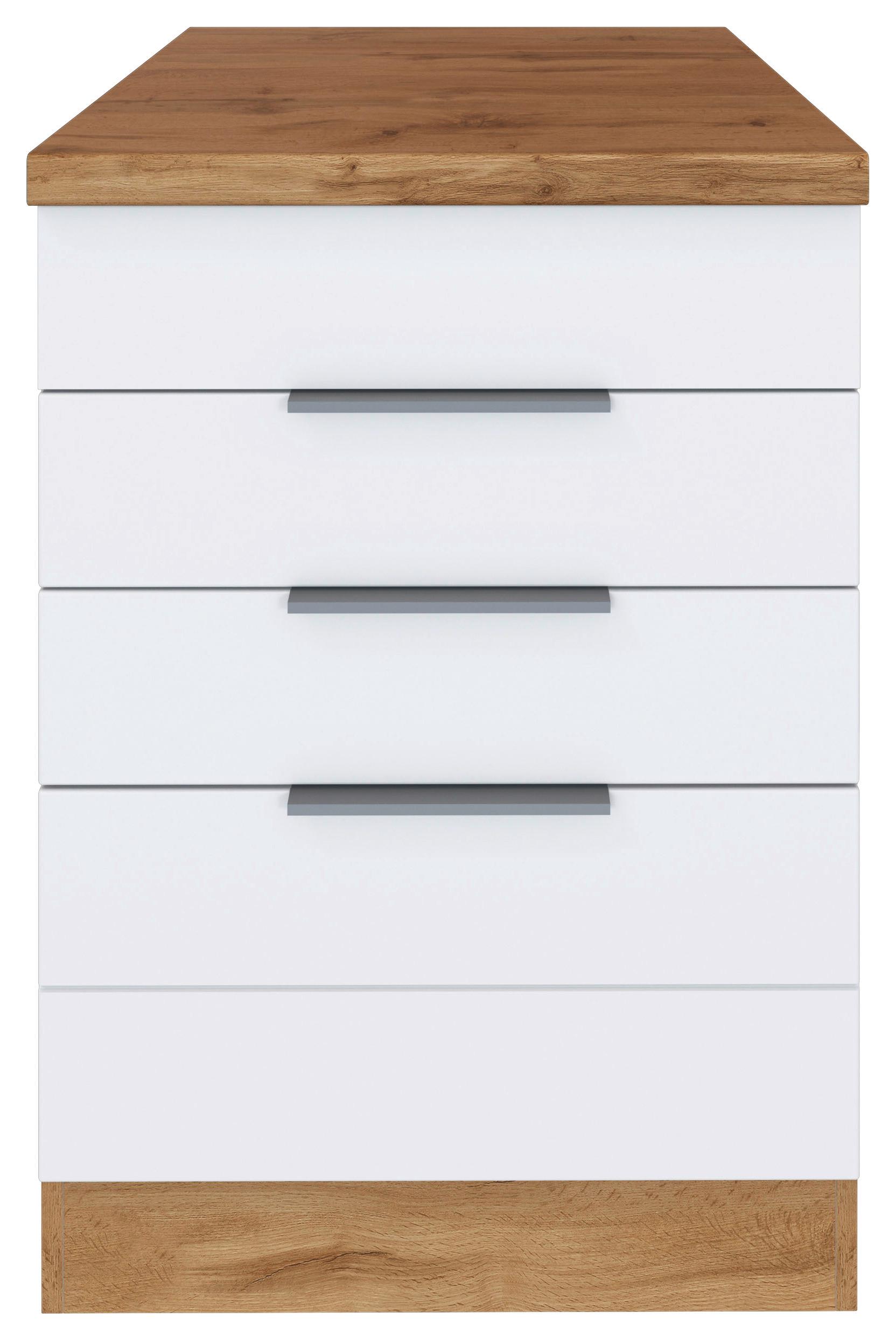 Kochfeldumbauschrank Florenz ca. 60 cm Weiß/Eiche - Eiche Wotan/Weiß, Design, Holzwerkstoff/Metall (60/86/60cm) - Held