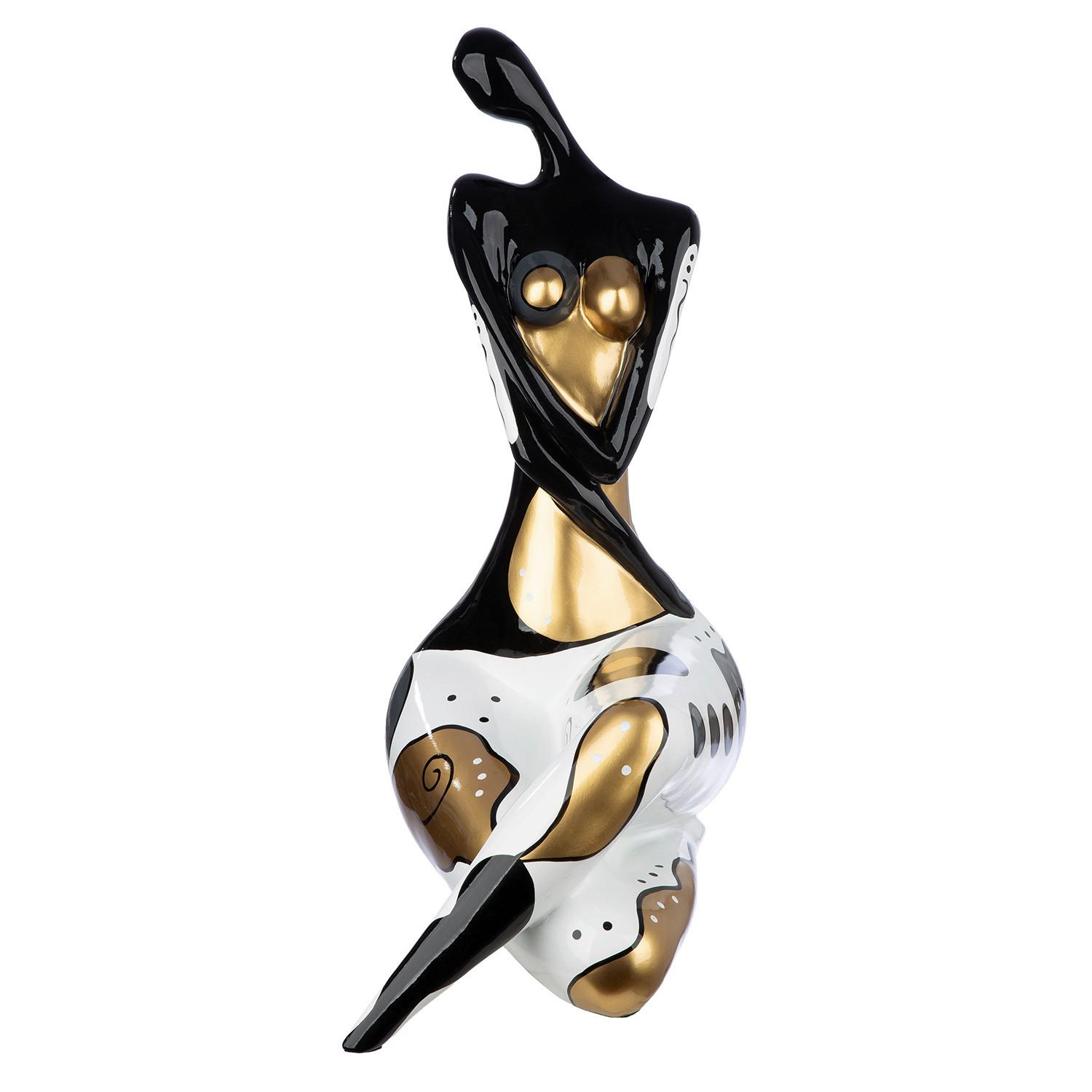 Skulptur Frau Jasmine Schwarz/Weiß - Schwarz/Weiß, Basics, Kunststoff (39/56/30cm)