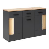 Sideboard Alara Anthrazit/Eiche - Schwarz, MODERN, Holzwerkstoff/Kunststoff (128/87/40cm) - Mömax