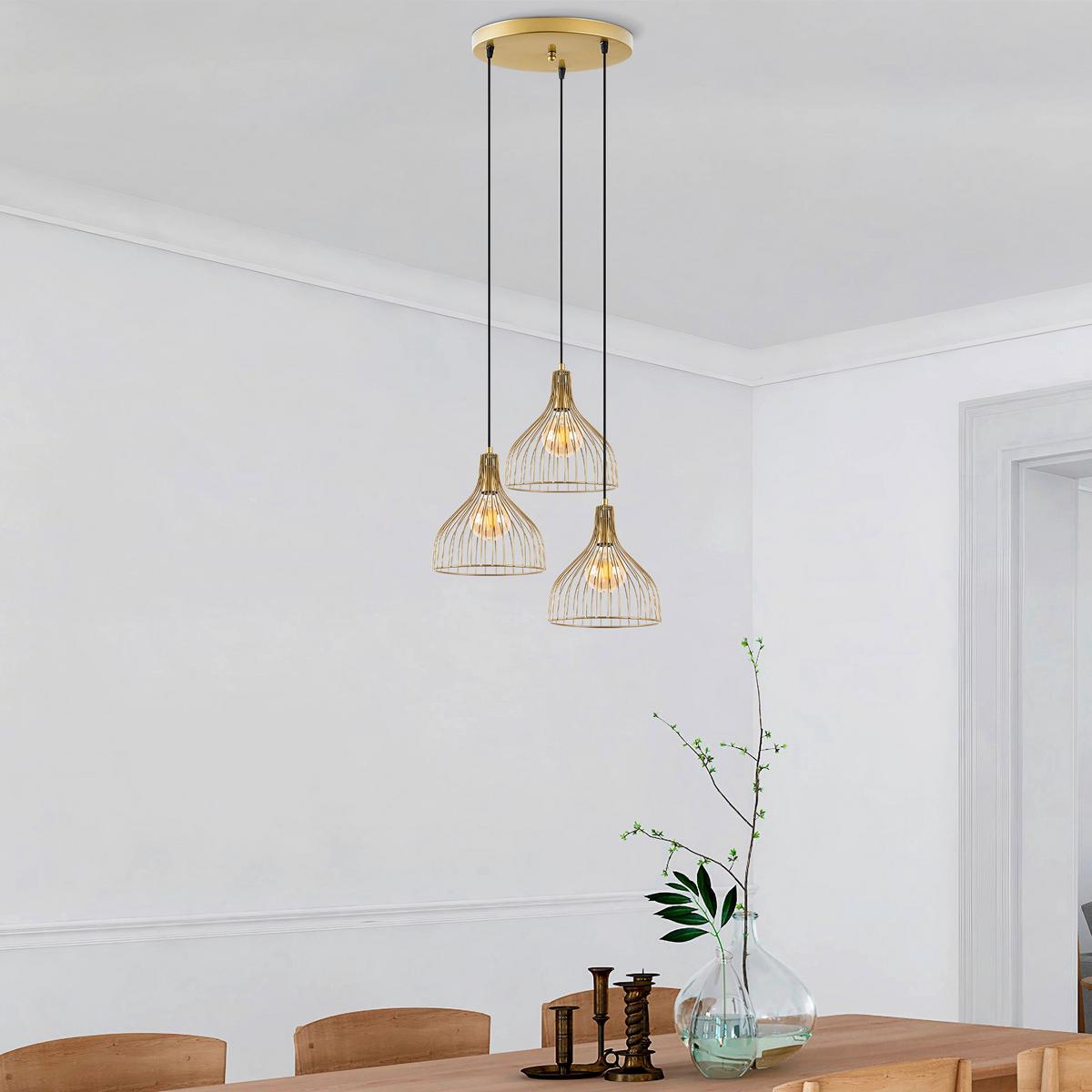 LAMPA WISZĄCA CAFU - 11566 - 2 - kolor złoty, Design, metal (49/121cm) - P & B