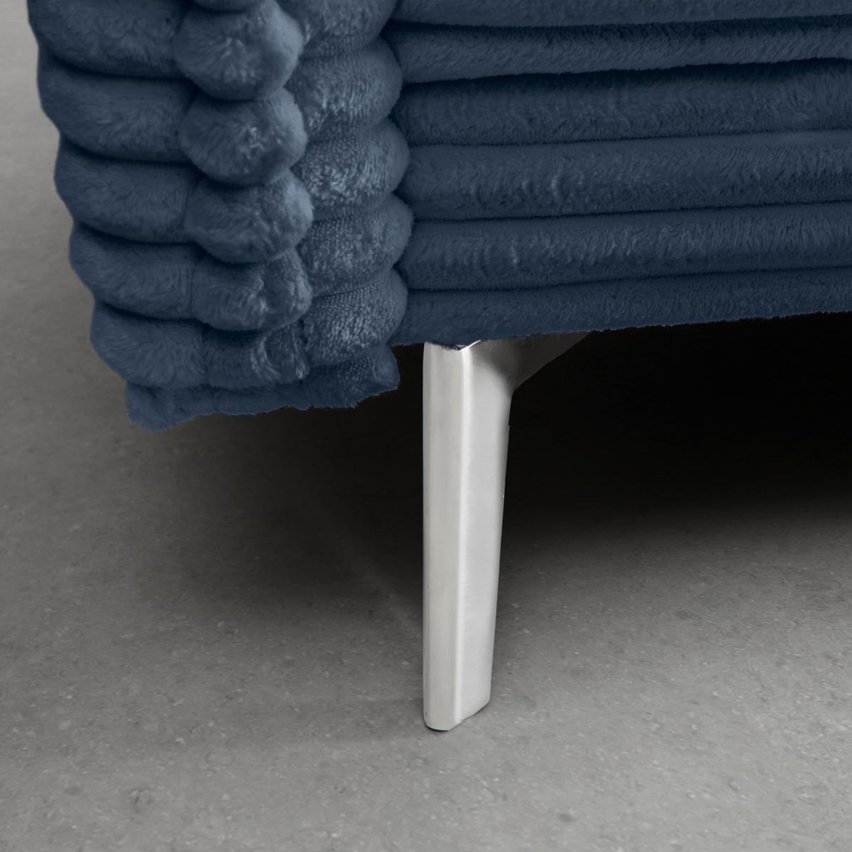 Bigsofa Kiss Dunkelblau - Chromfarben/Schwarz, Modern, Holz/Metall (241/90/117cm) - Mömax
