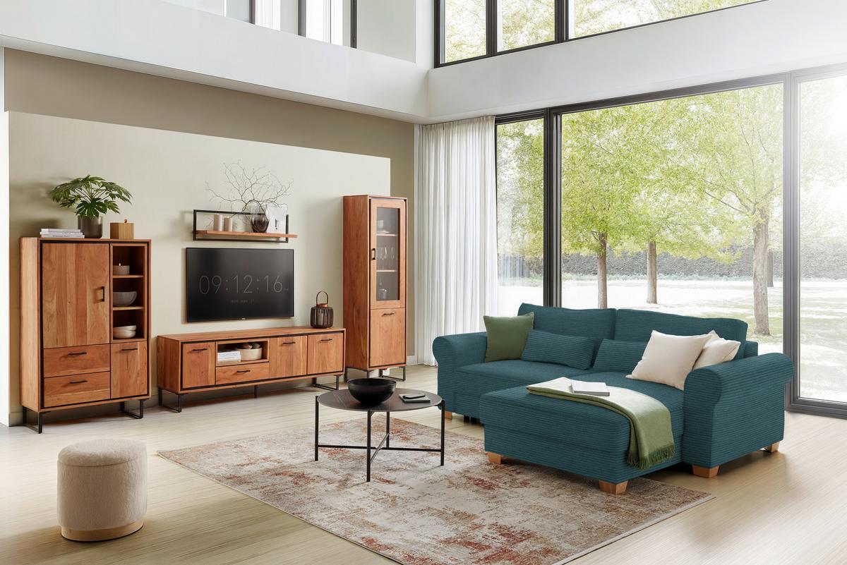 Wohnlandschaft Angelo Petrol - Petrol, MODERN, Holz/Holzwerkstoff (255/185cm) - Mömax