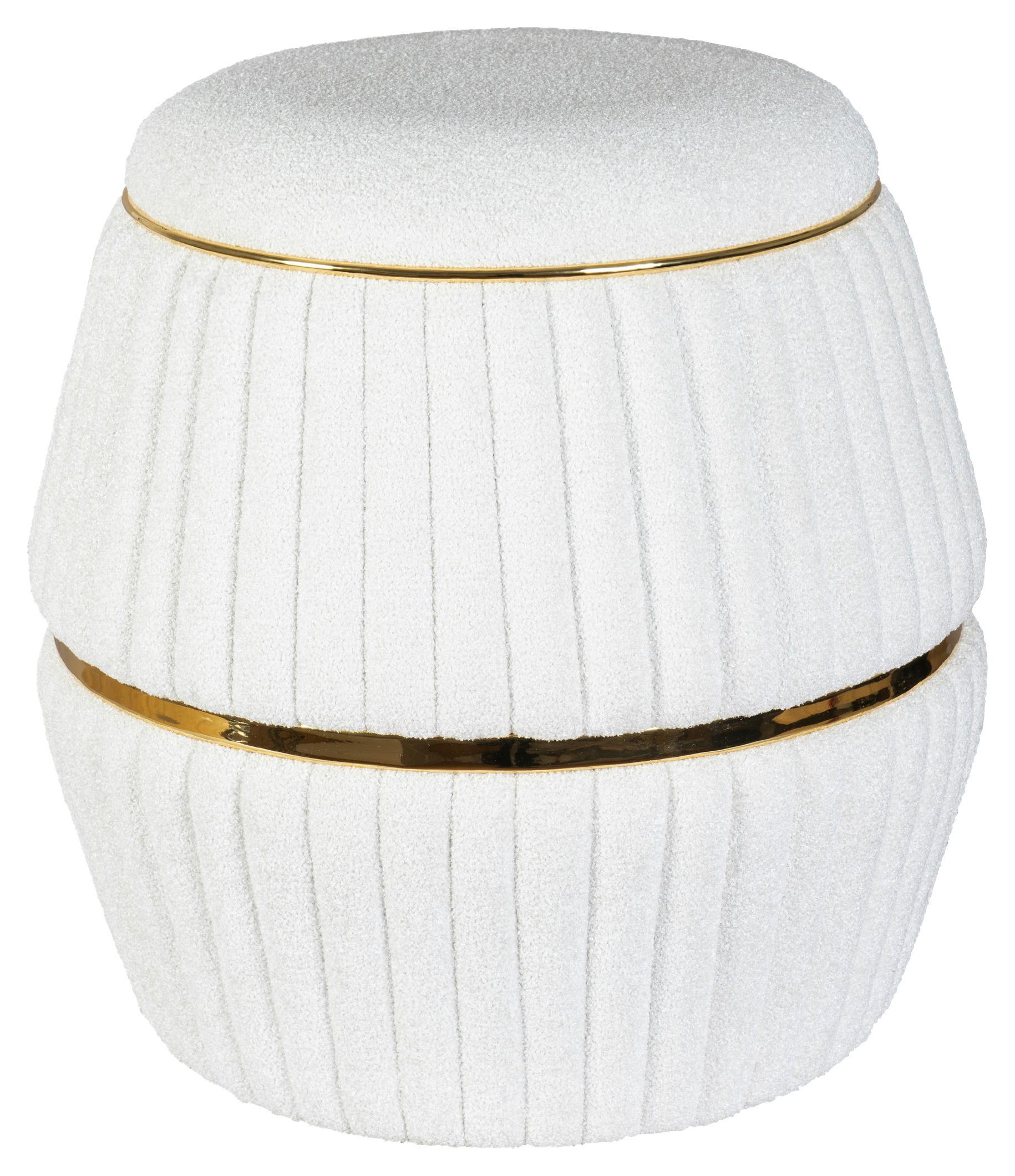 HOCKER DORIC 235 - Weiss/Goldfarben, Design, Textil (51,5/53cm) - Kayoom